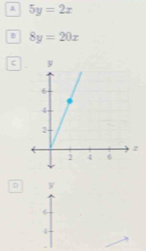 A 5y=2x
B 8y=20x
C
D y
6
4