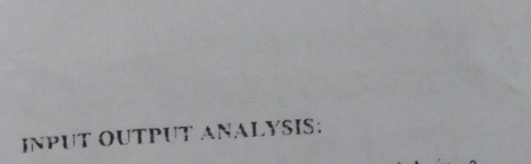 INPUT OUTPUT ANALYSIS: