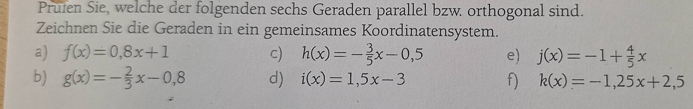 Gelöst:Pruten Sie, welche der folgenden sechs Geraden parallel bzw ...