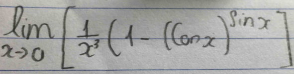 limlimits _xto 0[ 1/x^3 (1-(6nx)^sin x]