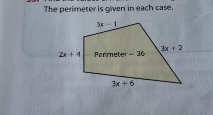 The perimeter is given in each case.