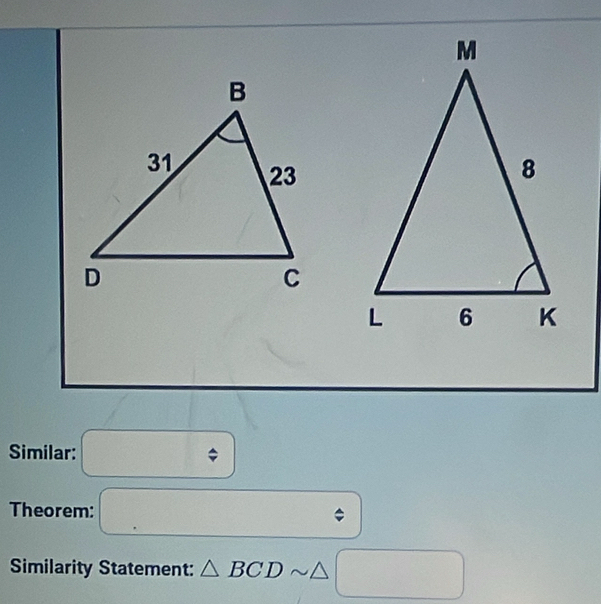 Similar: □ 
Theorem: 
Similarity Statement: △ BCDsim △ □