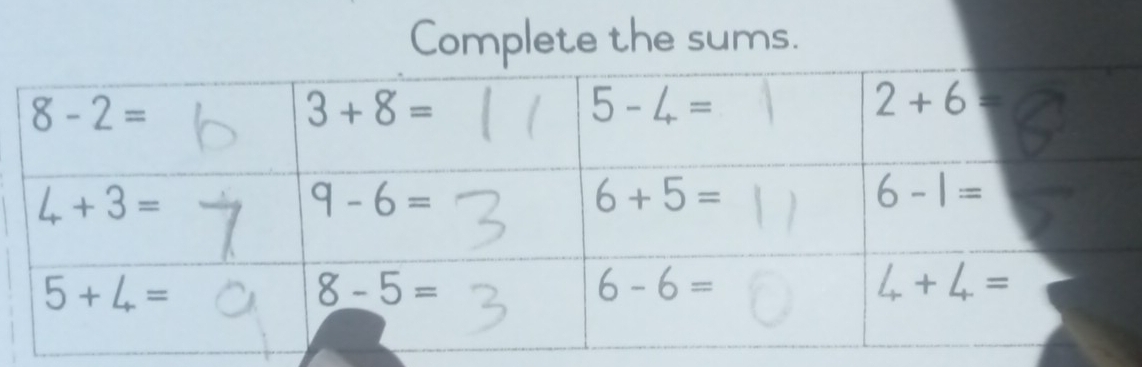 Complete the sums.