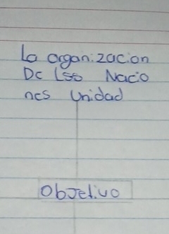 La organ zacion 
Dc LSo Nacio 
ncs Unidad 
obJelo