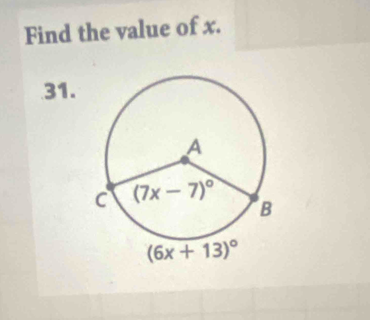 Find the value of x.
31.