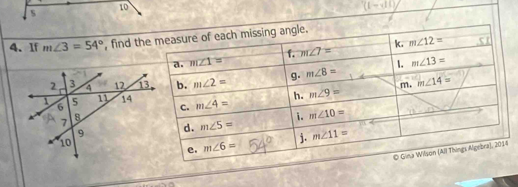 If m∠ 3=54° , find th