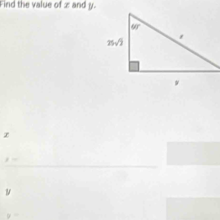 Find the value of x and y.
x
y
U