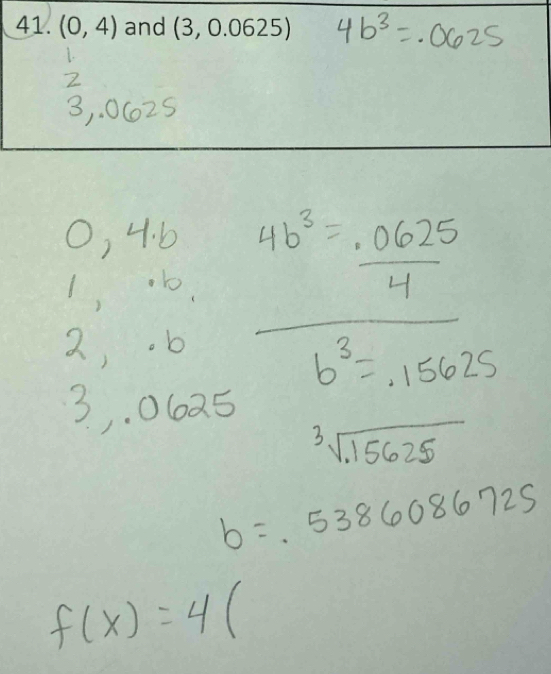 (0,4) and (3, 0.0625)