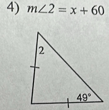 m∠ 2=x+60