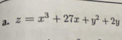 z=x^3+27x+y^2+2y