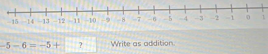 1
-5-6=-5+ 3 ? Write as addition.