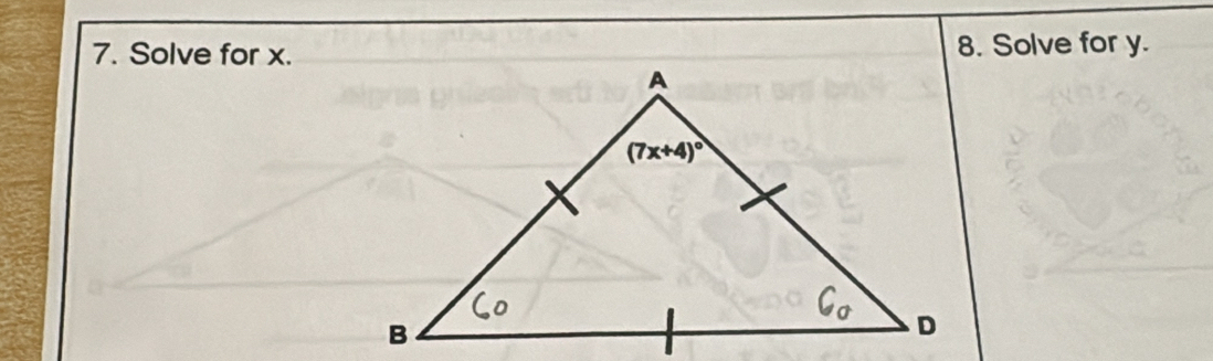 Solve for x.8. Solve for y.