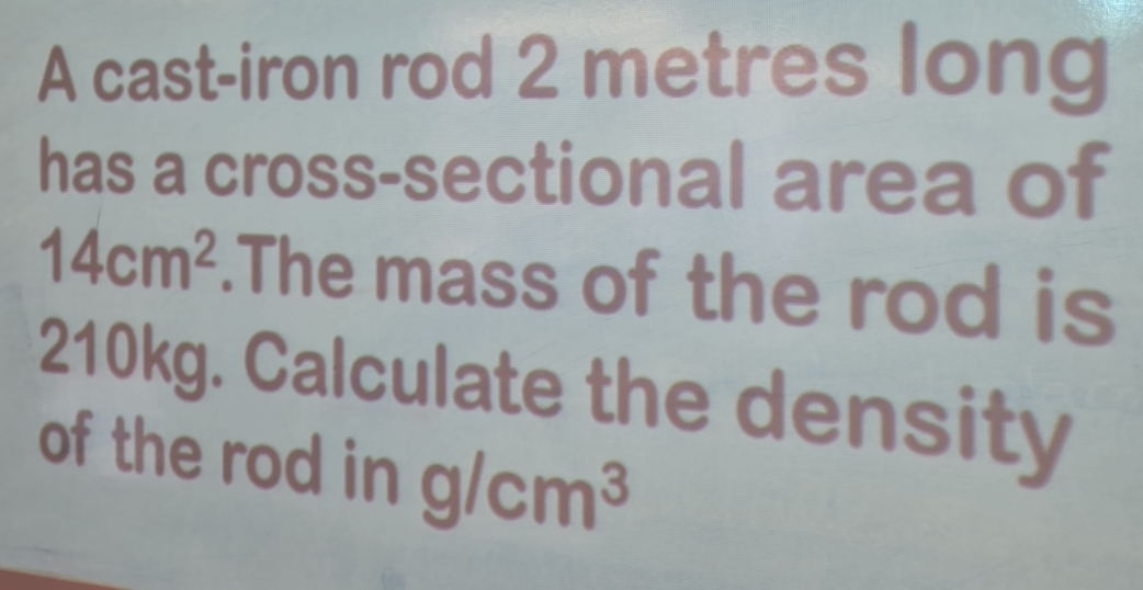Solved: A cast-iron rod 2 metres long has a cross-sectional area of ...