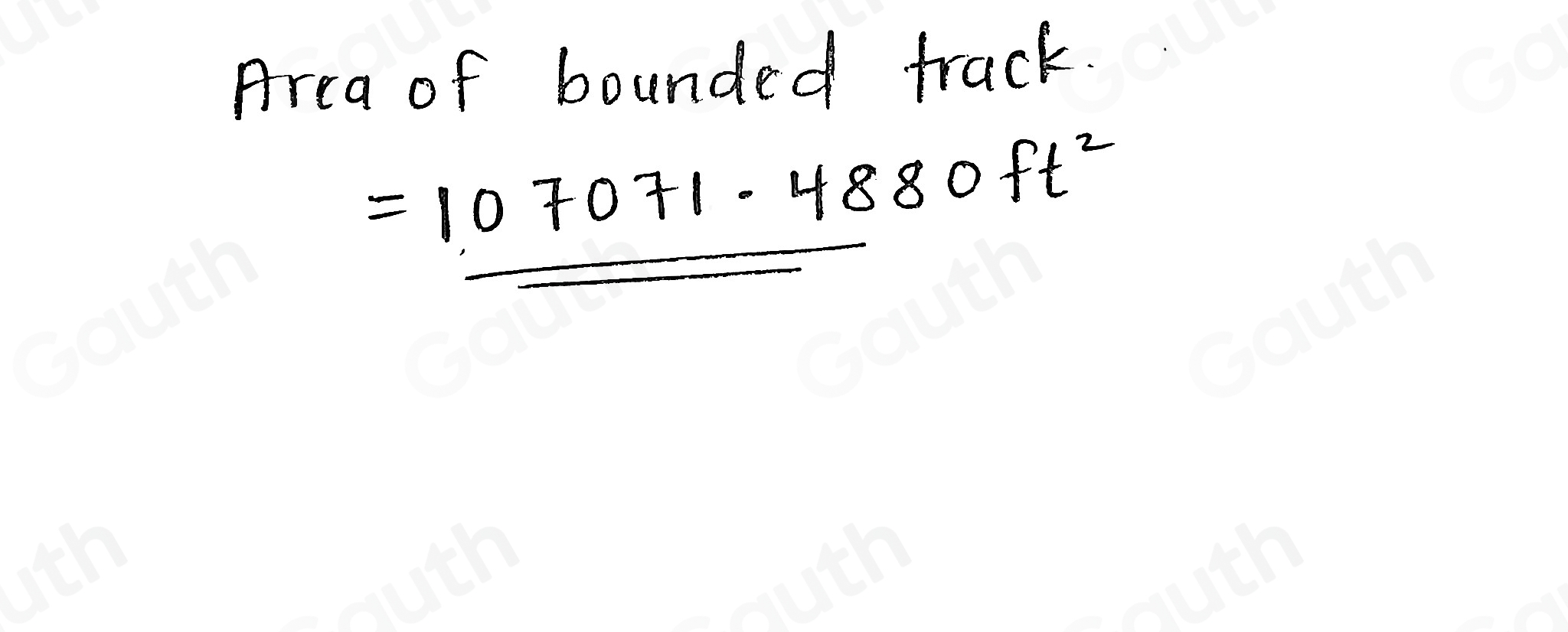 Arca of bounded track.
=107071.4880ft^2