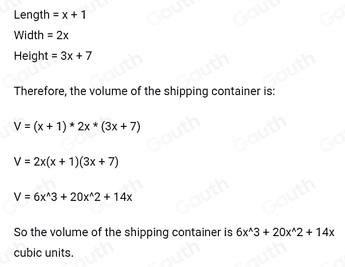Solved: A shipping container is the shape of a rectangular prism. The ...