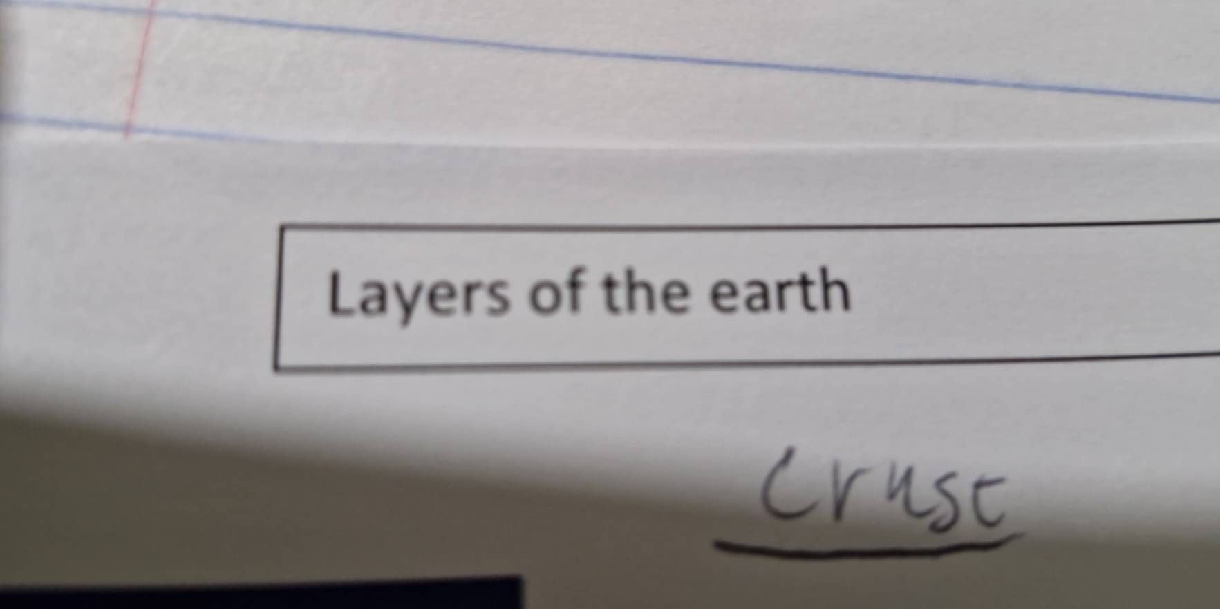 Layers of the earth