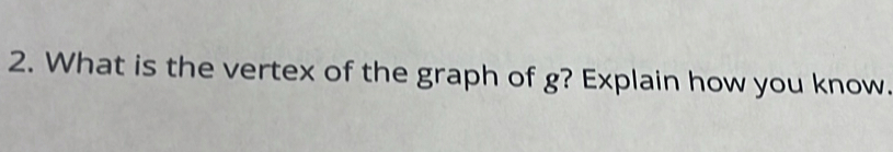 What is the vertex of the graph of g? Explain how you know.