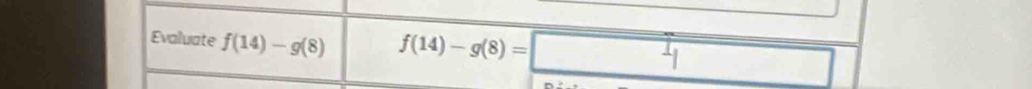 Evaluate f(14)-g(8) f(14)-g(8)=