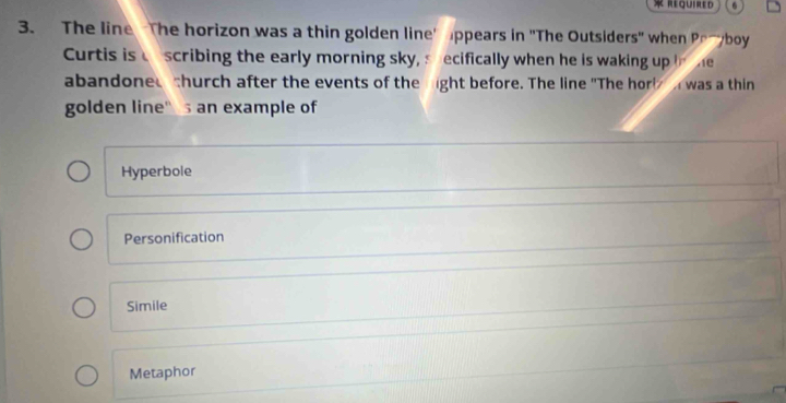 Solved: The line The horizon was a thin golden line hppears in 