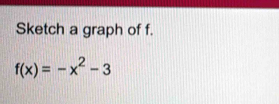 Sketch a graph of f.
f(x)=-x^2-3