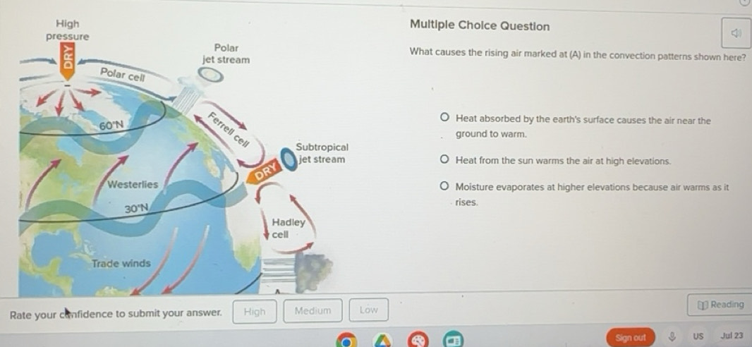 Solved: Question What causes the rising air marked at (A) in the ...
