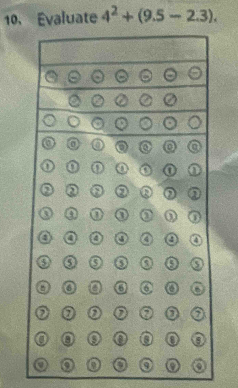 Evaluate 4^2+(9.5-2.3).