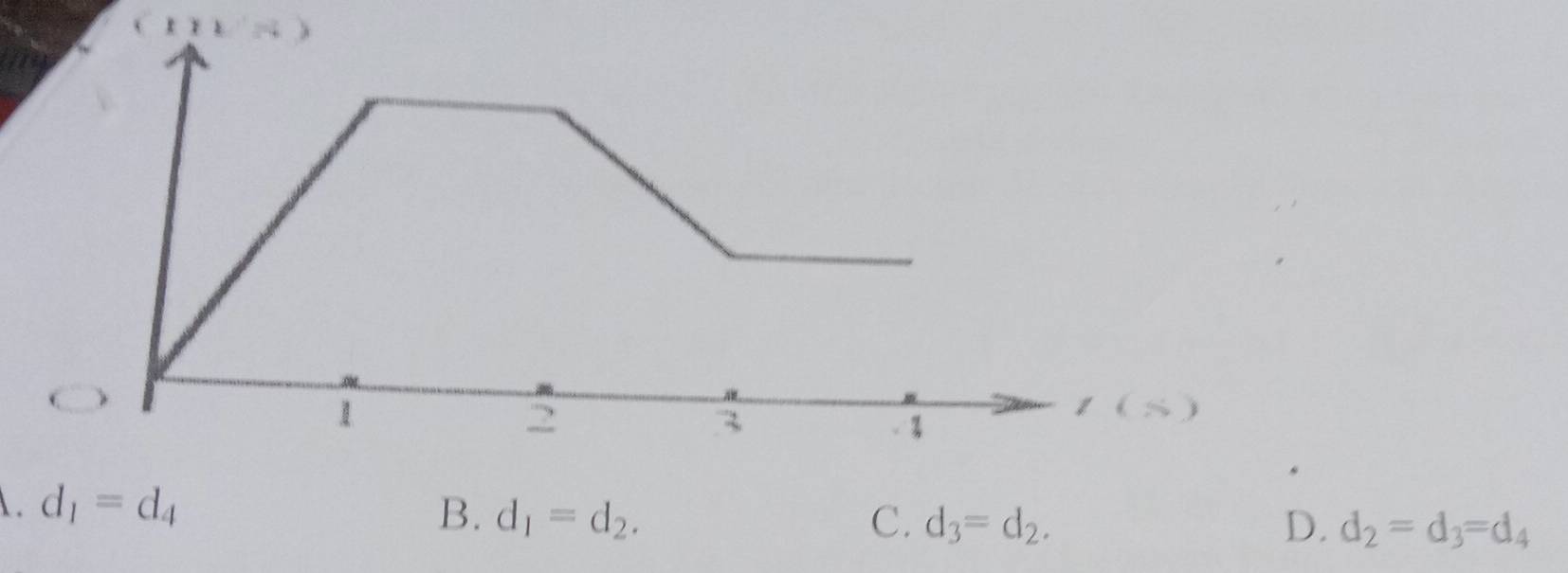 . d_1=d_4 B. d_1=d_2.
C. d_3=d_2. D. d_2=d_3=d_4