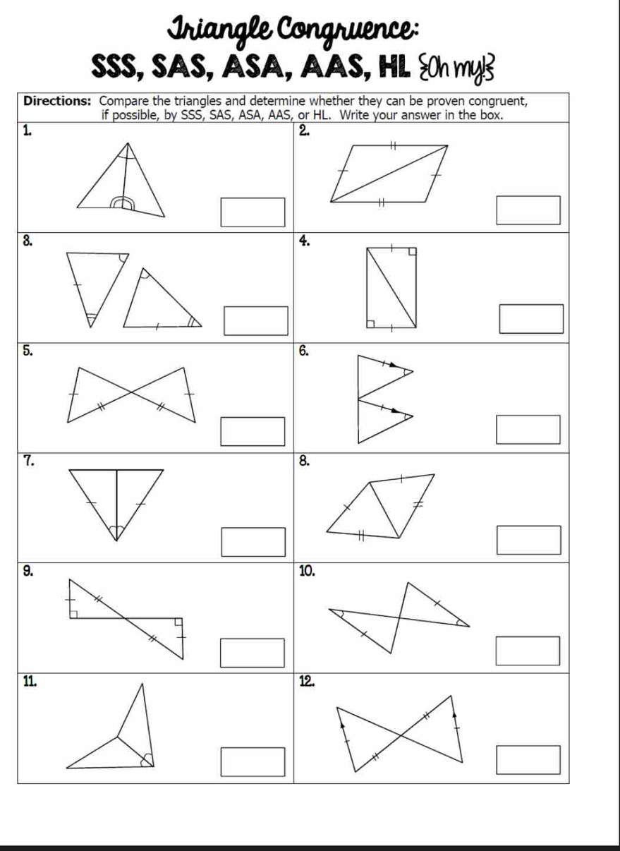 Iriangle Congruence: 
SSS, SA 
Dir 
1. 
8. 
5. 
7. 
9. 
11.