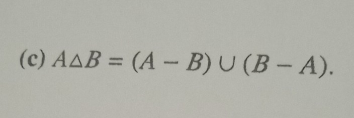 A△ B=(A-B)∪ (B-A).