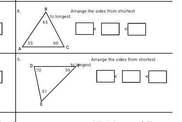 Arrange the sides from shortest 
□  k □
9.Arrange the sides from shortes
□