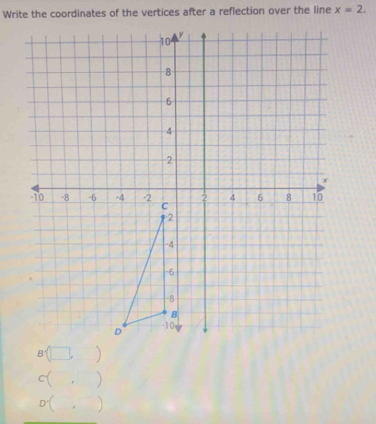 x=2.
B'(□
C' )
D' )