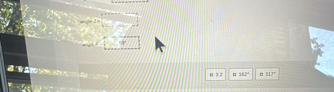 angle J= 1/2  |1111111|
angle F= 59°
:: 3.2 :: 162° :: 117°