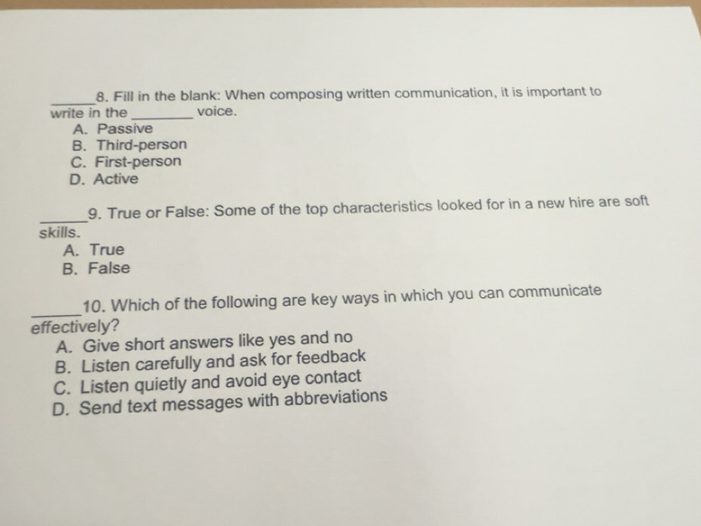 Solved: Fill in the blank: When composing written communication, it is ...