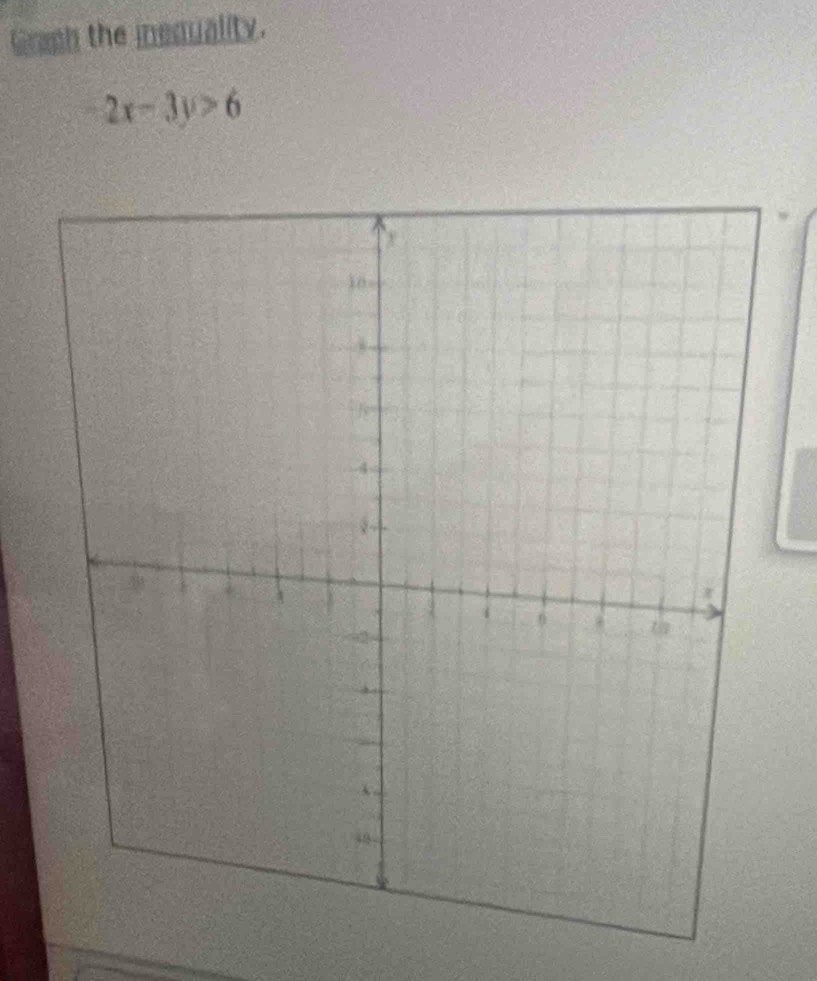 Grash the inequality.
-2x-3y>6