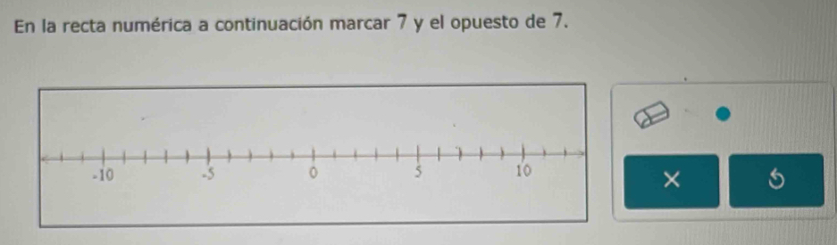 En la recta numérica a continuación marcar 7 y el opuesto de 7. 
×