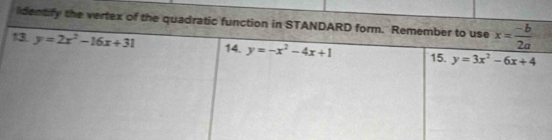 identify the vertex of the