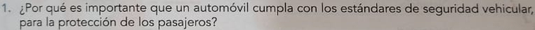 ¿Por qué es importante que un automóvil cumpla con los estándares de seguridad vehicular, 
para la protección de los pasajeros?