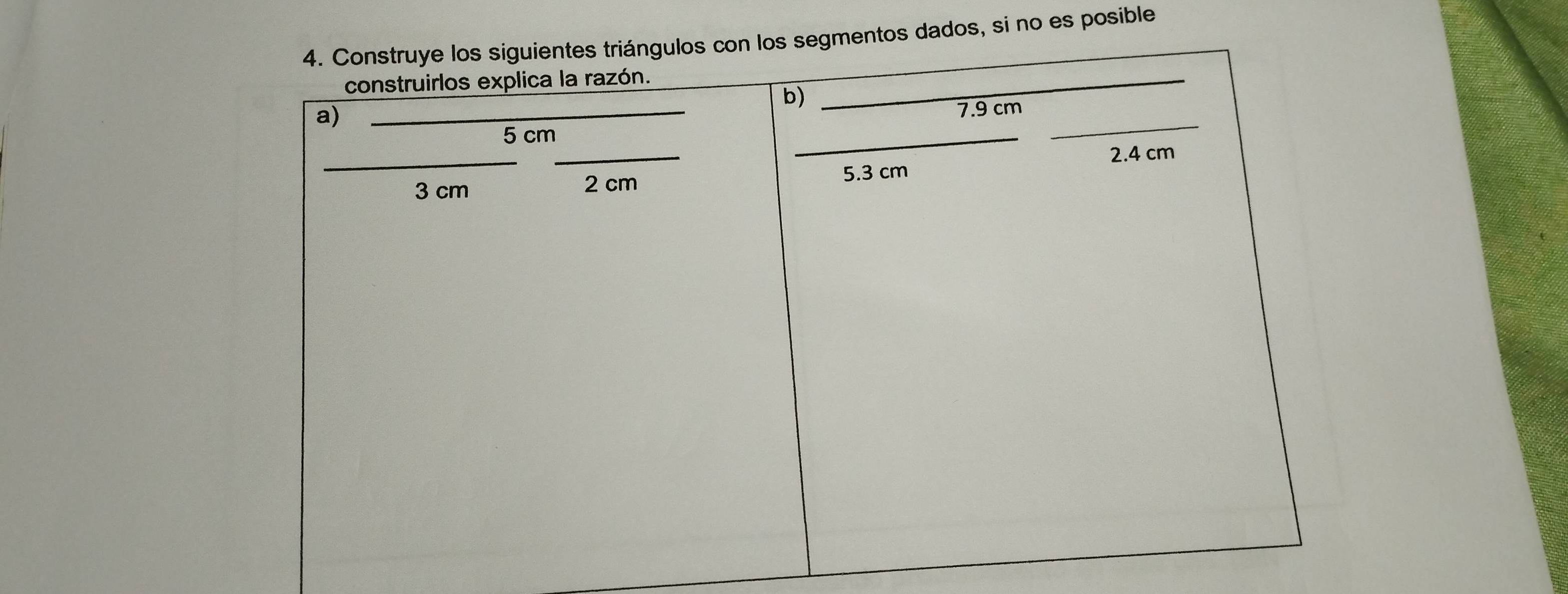 segmentos dados, si no es posible