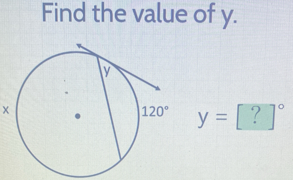 Find the value of y.
X
y= I ?]^circ 