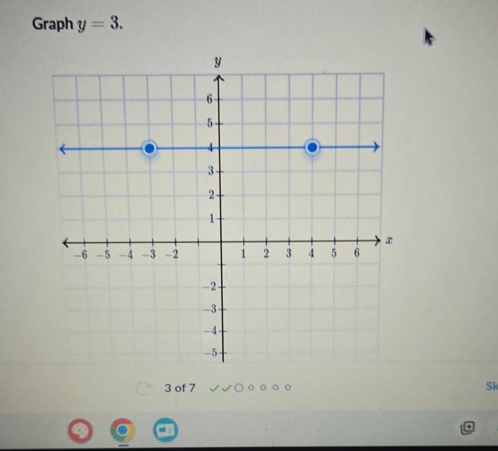 Graph y=3.
3 of 7 Sk