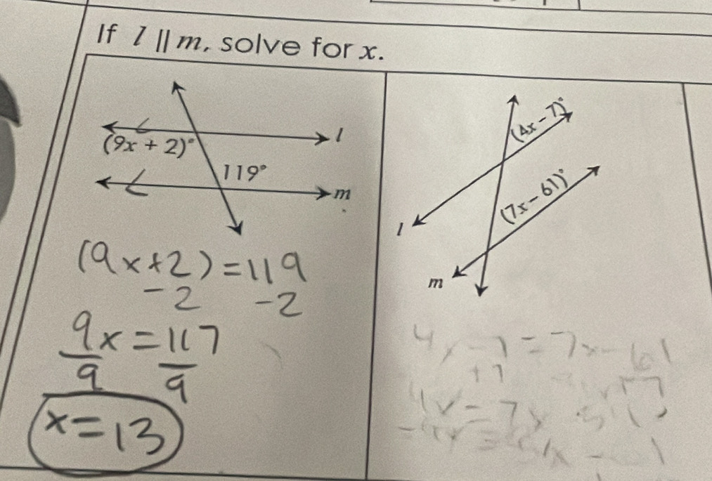 If l||m , solve for x.