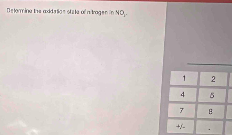 Determine the oxidation state of nitrogen in NO_2.