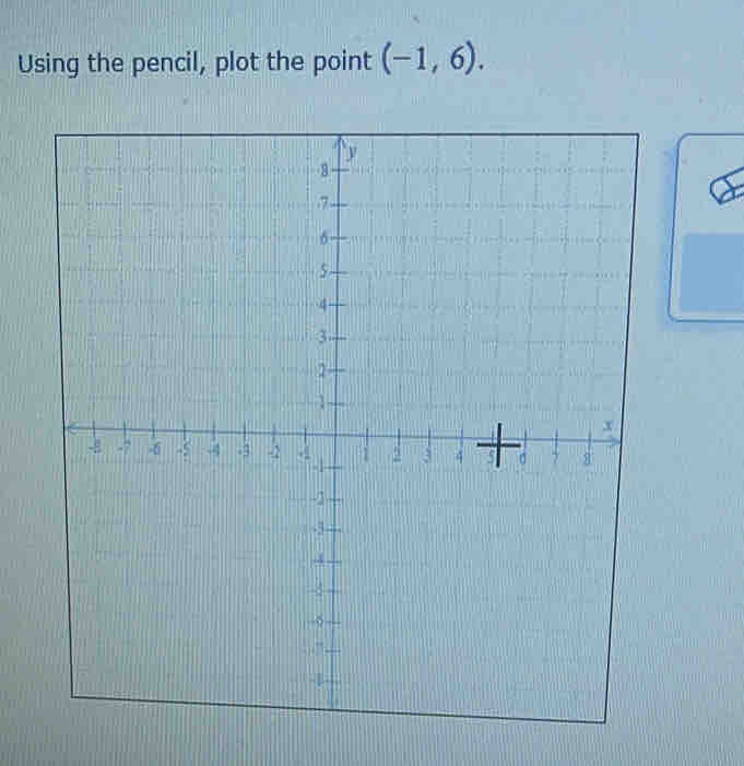 Using the pencil, plot the point (-1,6).