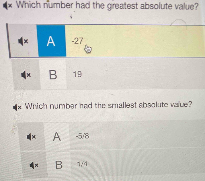 Solved: Which number had the greatest absolute value? * Which number ...
