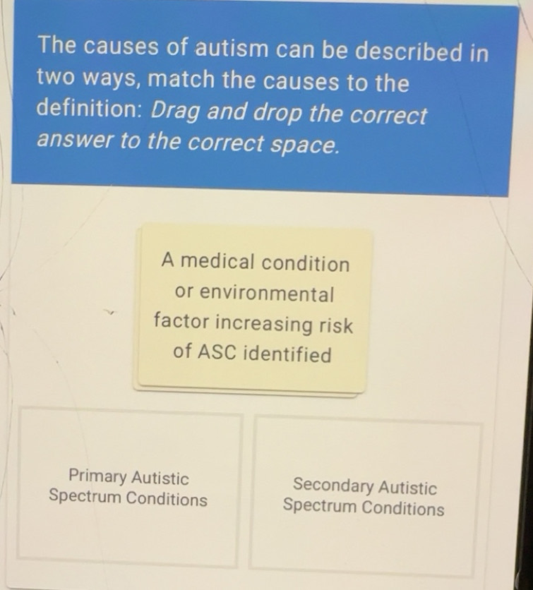 Solved: The causes of autism can be described in two ways, match the ...