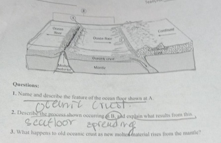Solved: Name and describe the feature of the ocean floor shown at A 2 ...