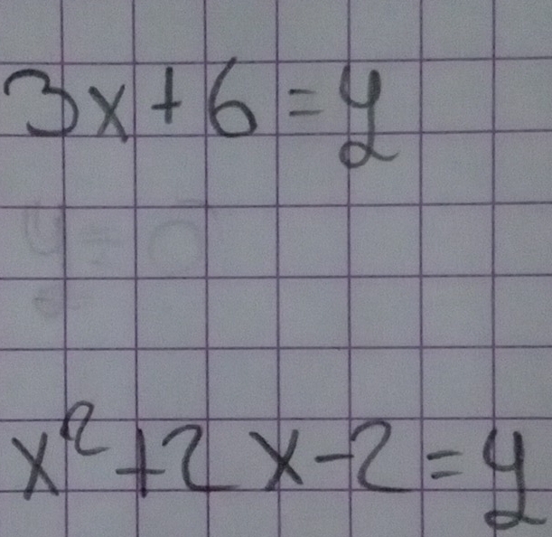 3x+6=y
x^2+2x-2=y