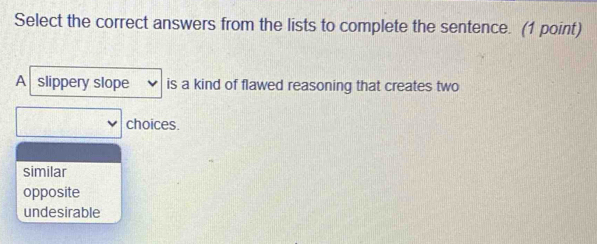 Solved: Select the correct answers from the lists to complete the ...