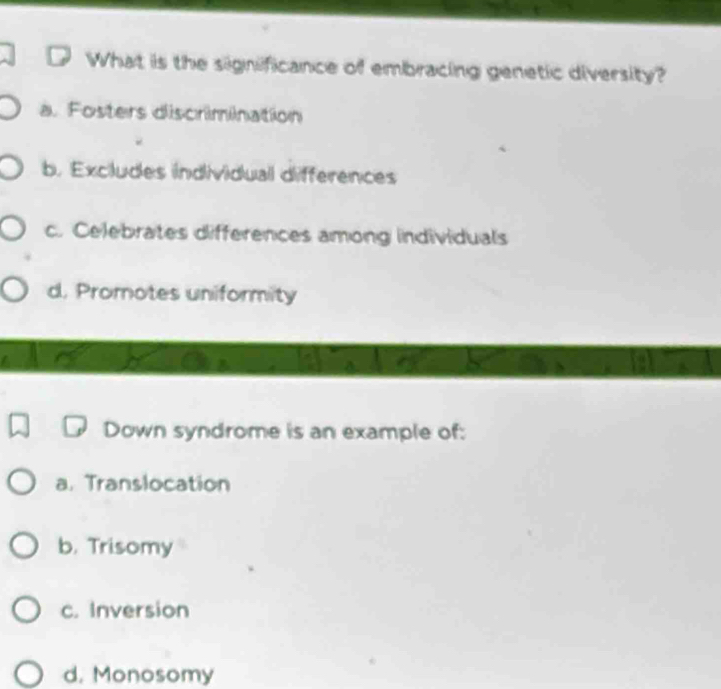 Solved: What is the significance of embracing genetic diversity? a ...