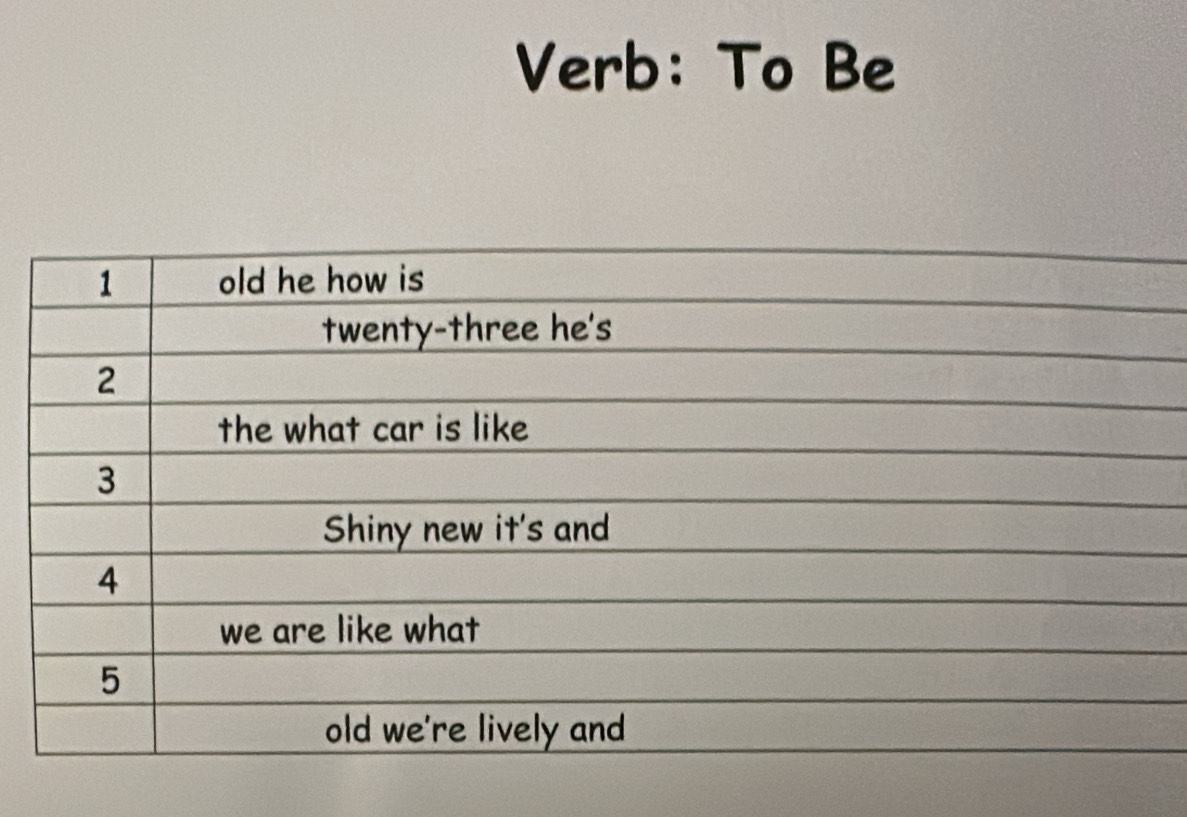 Verb: To Be